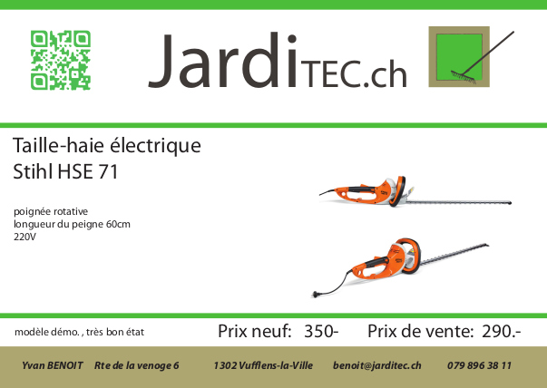Occasion Jarditec.ch : Taille-haie