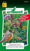 Gourmet fleurissant pour oiseaux - Annuelles. S. avril - juin. F. juillet- ao�t H. 40 - 100 cm. Le m�lange contient 15 plantes annuelles attirant m�sanges, pinsons des arbres, verdiers, chardonnerets �l�gants, fauvettes. La floraison pass�e, les semences feront le d�lice des oiseaux. N��liminez donc pas les fleurs fan�es de ce m�lange! 