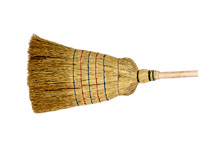 Balais de riz et piassava - 1�re qualit�, 5 liens,  230mm larg., manche en h�tre