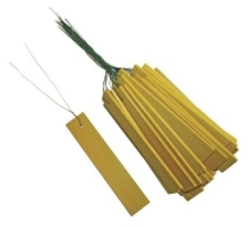 Etiquettes bois � suspendre 10 cm - 100pc jaune